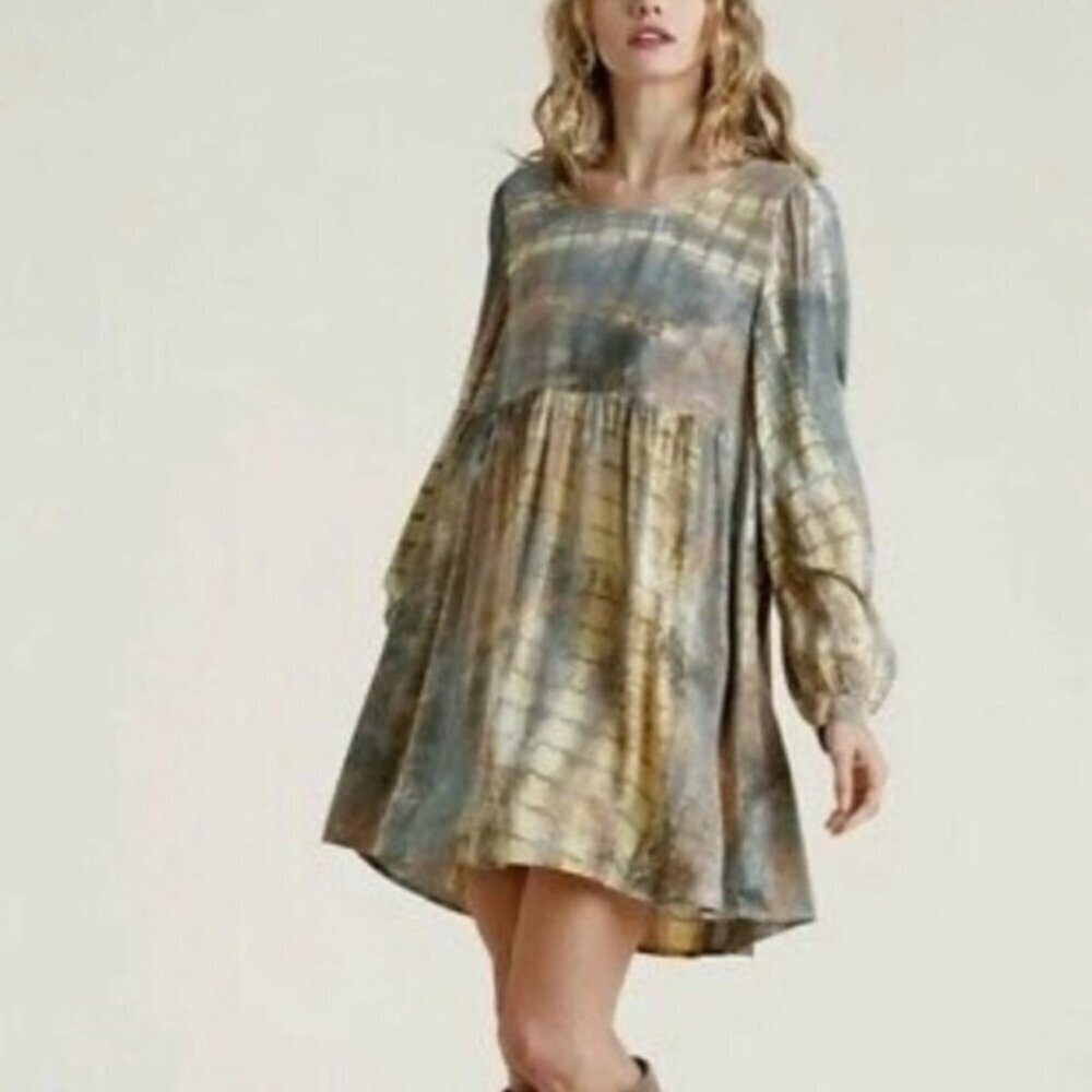 Umgee Shibori Tie Dye Babydoll Dress Size 2XL